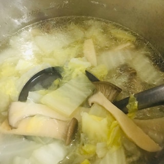 白菜　エリンギ　圧力鍋　スープ